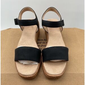 Naturalizer Goldie Womens Black Wedge Sandals Platform Espadrille Size 8.5M